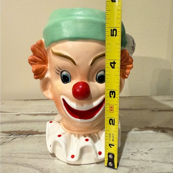 Vintage Scary Clown Head Ceramic Planter Holder 1950s Napco Ware (Japan) - Picture 7 of 8